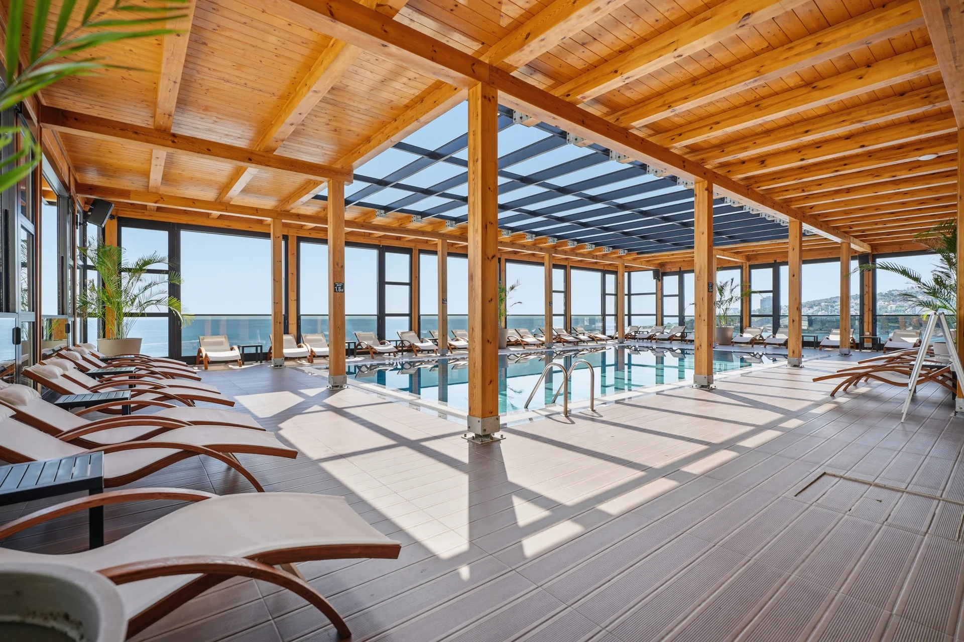 Pool with sea views